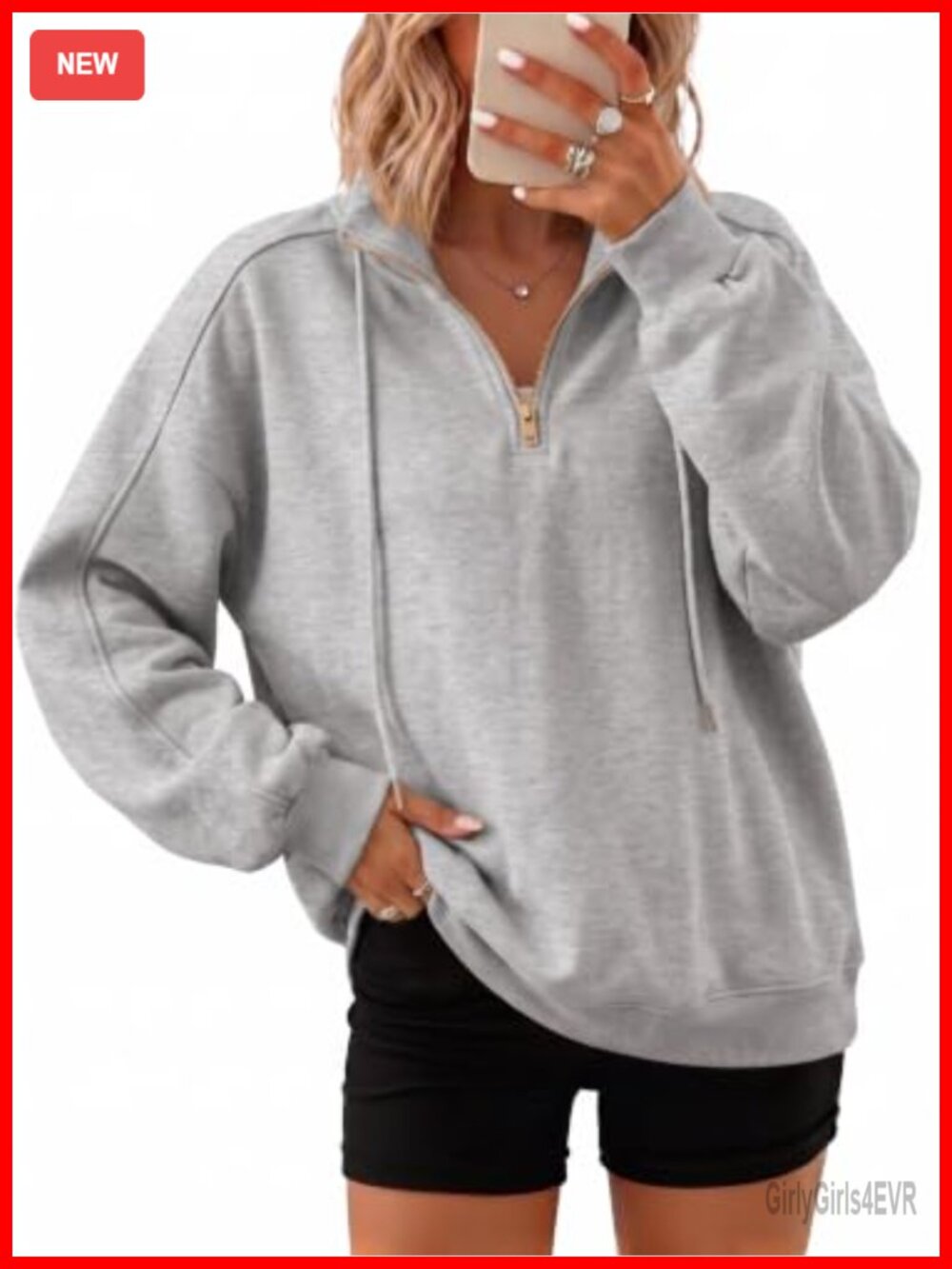 Oversized Quarter Zip Sweatshirt Women Long Sleeve Pullover Top Casual